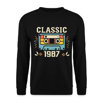 Vintage 1987 Cassette D'anniversaire Rétro 1987 - Sweat-shirt Unisexe - noir - Devant - Alina (178cm) & Michal (187cm)
