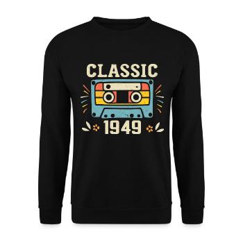 Vintage 1949 Cassette D'anniversaire Rétro 1949 - Sweat-shirt Unisexe - noir - Devant - Alina (178cm) & Michal (187cm)