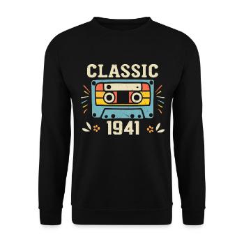 Vintage 1941 Cassette D'anniversaire Rétro 1941 - Sweat-shirt Unisexe - noir - Devant - Alina (178cm) & Michal (187cm)