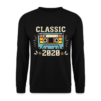 Vintage 2020 Cassette D'anniversaire Rétro 2020 - Sweat-shirt Unisexe - noir - Devant - Alina (178cm) & Michal (187cm)