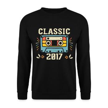 Vintage 2017 Cassette D'anniversaire Rétro 2017 - Sweat-shirt Unisexe - noir - Devant - Alina (178cm) & Michal (187cm)
