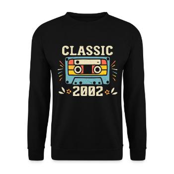 Vintage 2002 Retro Geburtstagskassette 2002 - Unisex Pullover - Schwarz - Vorne - Alina (178cm) & Michal (187cm)