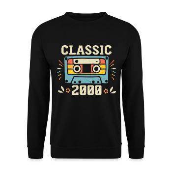 Vintage 2000 Cassette D'anniversaire Rétro 2000 - Sweat-shirt Unisexe - noir - Devant - Alina (178cm) & Michal (187cm)