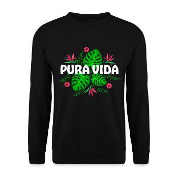 Pura Vida Sommer Urlaub Sonne Meer Karibik Sprüche - Unisex Pullover - Schwarz - Vorne - Alina (178cm) & Michal (187cm)