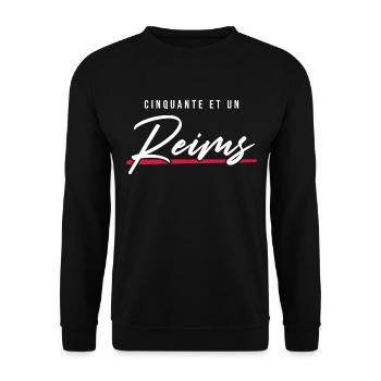 Reims 51 Frankreich Kennzeichen - Unisex Pullover - Schwarz - Vorne - Alina (178cm) & Michal (187cm)