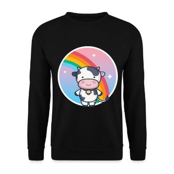 Pregnant Grandchild Cow Birth Bib Onesie - Unisex Sweatshirt - black - Front - Alina (178cm) & Michal (187cm)
