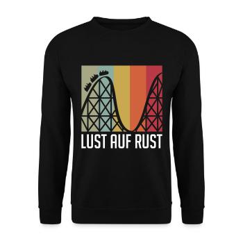 Lust auf Rust vintage retro Achterbahn Motiv - Unisex Pullover - Schwarz - Vorne - Alina (178cm) & Michal (187cm)