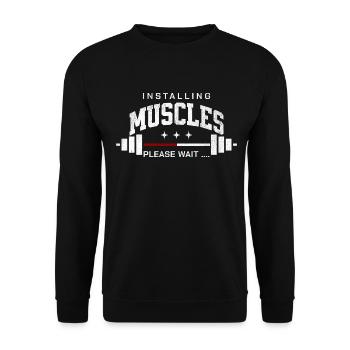 Installing Muscles please wait gym workout - Unisex Sweatshirt - black - Front - Alina (178cm) & Michal (187cm)