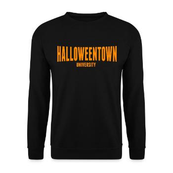spooky vibes witch club halloween spruch kürbis - Unisex Pullover - Schwarz - Vorne - Alina (178cm) & Michal (187cm)