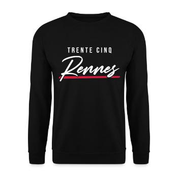 Rennes 35 Frankreich Kennzeichen - Unisex Pullover - Schwarz - Vorne - Alina (178cm) & Michal (187cm)