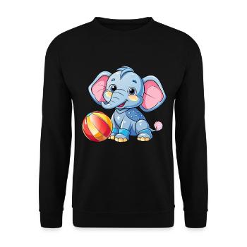 Spielender Babyelefant - Unisex Pullover - Schwarz - Vorne - Alina (178cm) & Michal (187cm)