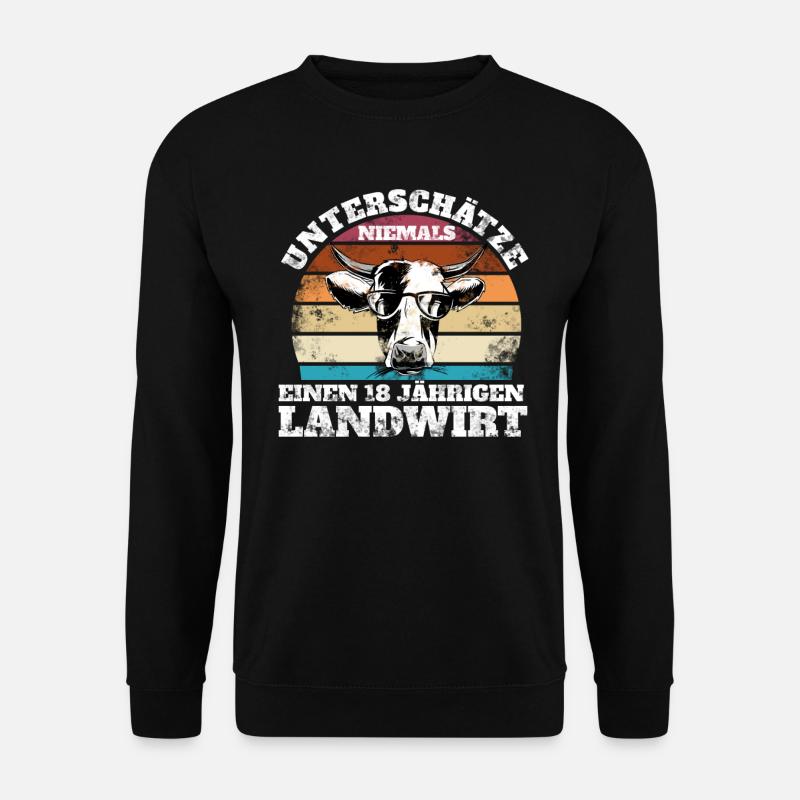 18. Geburtstag Landwirt Hof Landwirtschaft Kuh - Unisex Pullover - Schwarz
