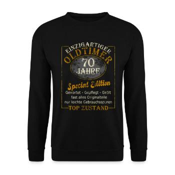 70 Geburtstag 70 Jahre Siebzig Geburtstag 1950 - Unisex Pullover - Schwarz - Vorne - Alina (178cm) & Michal (187cm)