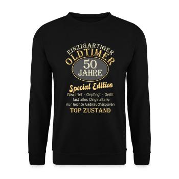 50 Geburtstag 50 Jahre 50er Geschenk 50. - Unisex Pullover - Schwarz - Vorne - Alina (178cm) & Michal (187cm)