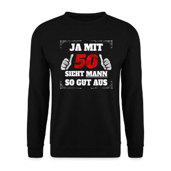 50 Geburtstag 50 Jahre 50er Geschenk 50. - Unisex Pullover - Schwarz - Vorne - Alina (178cm) & Michal (187cm)