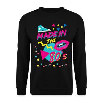 made in the 80s - Unisex Pullover - Schwarz - Vorne - Alina (178cm) & Michal (187cm)