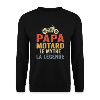 t-shirt papa motard le maythe légende - Sweat-shirt Unisexe - noir - Devant - Alina (178cm) & Michal (187cm)