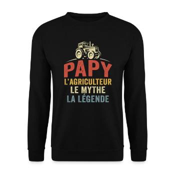 papy l'agriculteur le mayth la légende - Sweat-shirt Unisexe - noir - Devant - Alina (178cm) & Michal (187cm)