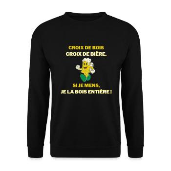 Croix de bois, croix de bière. - Sweat-shirt Unisexe - noir - Devant - Alina (178cm) & Michal (187cm)
