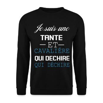 Je Suis Cavalière Qui Déchire Et Tante - Sweat-shirt Unisexe - noir - Devant - Alina (178cm) & Michal (187cm)