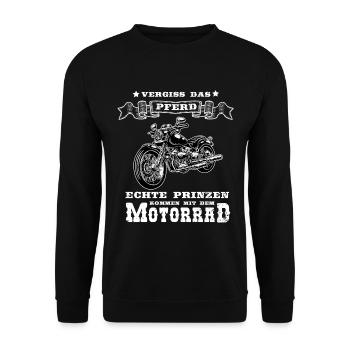 Motorrad Prinzen | Motorradfahrer Biker Geschenk - Unisex Pullover - Schwarz - Vorne - Alina (178cm) & Michal (187cm)