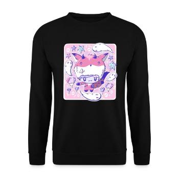 Cute zombie Devil Fox bubble head cutie - Unisex Sweatshirt - black - Front - Alina (178cm) & Michal (187cm)