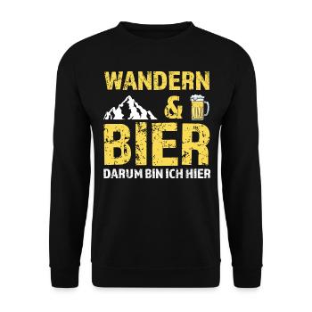 Wandern Bier Berg Geschenk - Unisex Pullover - Schwarz - Vorne - Alina (178cm) & Michal (187cm)