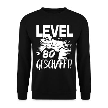 Geburtstag 80 Jahre Gamer Gaming Konsole Level - Unisex Pullover - Schwarz - Vorne - Alina (178cm) & Michal (187cm)