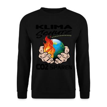 Klimawandel Klimakatastrophe CO2 sparen - Unisex Pullover - Schwarz - Vorne - Alina (178cm) & Michal (187cm)