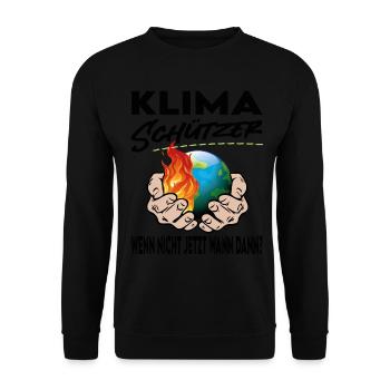 Klimaschützer Wenn nicht jetzt wann dann - Unisex Pullover - Schwarz - Vorne - Alina (178cm) & Michal (187cm)
