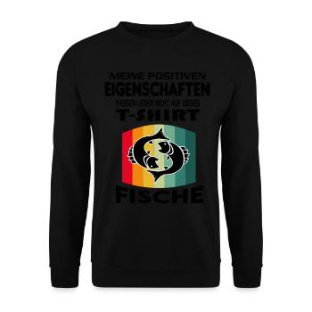 Geburtstag Sternzeichen Retro Fische - Unisex Pullover - Schwarz - Vorne - Alina (178cm) & Michal (187cm)