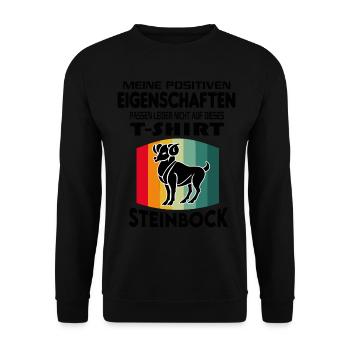 Geburtstag Sternzeichen Retro Steinbock - Unisex Pullover - Schwarz - Vorne - Alina (178cm) & Michal (187cm)