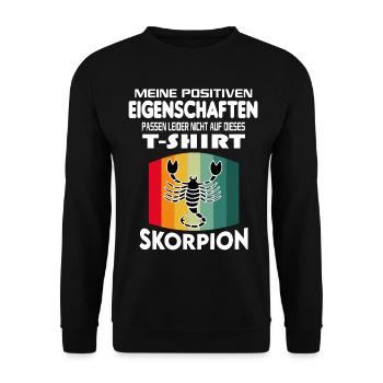 Geburtstag Sternzeichen Retro Skorpion - Unisex Pullover - Schwarz - Vorne - Alina (178cm) & Michal (187cm)