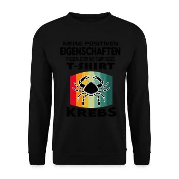 Geburtstag Sternzeichen Retro Krebs - Unisex Pullover - Schwarz - Vorne - Alina (178cm) & Michal (187cm)