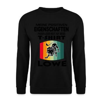 Geburtstag Sternzeichen Retro Löwe - Unisex Pullover - Schwarz - Vorne - Alina (178cm) & Michal (187cm)
