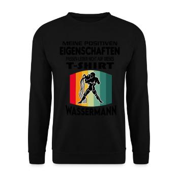 Geburtstag Sternzeichen Retro Wassermann - Unisex Pullover - Schwarz - Vorne - Alina (178cm) & Michal (187cm)