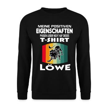 Geburtstag Sternzeichen Retro Löwe - Unisex Pullover - Schwarz - Vorne - Alina (178cm) & Michal (187cm)