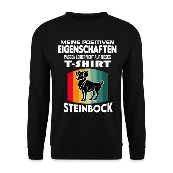 Geburtstag Sternzeichen Retro Steinbock - Unisex Pullover - Schwarz - Vorne - Alina (178cm) & Michal (187cm)