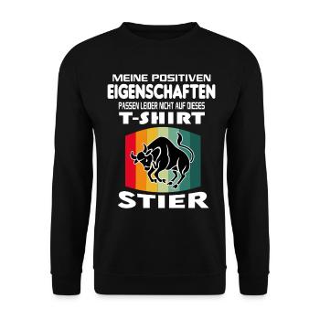 Geburtstag Sternzeichen Retro Stier - Unisex Pullover - Schwarz - Vorne - Alina (178cm) & Michal (187cm)