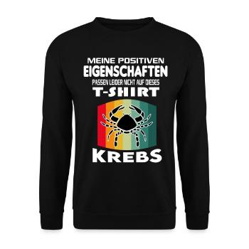 Geburtstag Sternzeichen Retro Krebs - Unisex Pullover - Schwarz - Vorne - Alina (178cm) & Michal (187cm)