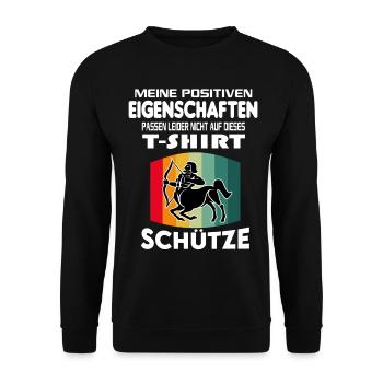 Geburtstag Sternzeichen Retro Schütze - Unisex Pullover - Schwarz - Vorne - Alina (178cm) & Michal (187cm)