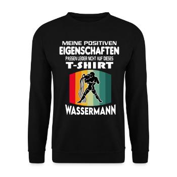 Geburtstag Sternzeichen Retro Wassermann - Unisex Pullover - Schwarz - Vorne - Alina (178cm) & Michal (187cm)