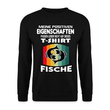 Geburtstag Sternzeichen Retro Fische - Unisex Pullover - Schwarz - Vorne - Alina (178cm) & Michal (187cm)