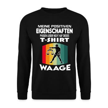 Geburtstag Sternzeichen Retro Waage - Unisex Pullover - Schwarz - Vorne - Alina (178cm) & Michal (187cm)