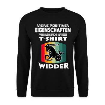 Geburtstag Sternzeichen Retro Widder - Unisex Pullover - Schwarz - Vorne - Alina (178cm) & Michal (187cm)
