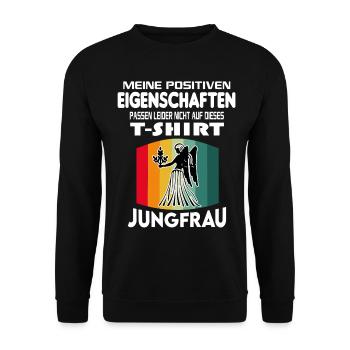 Geburtstag Sternzeichen Retro Jungfrau - Unisex Pullover - Schwarz - Vorne - Alina (178cm) & Michal (187cm)