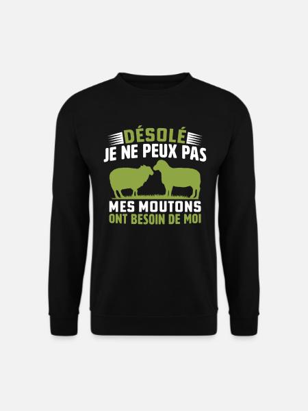 mes moutons ont besoin de moi t-shirt mouton - Sweat-shirt Unisexe - noir