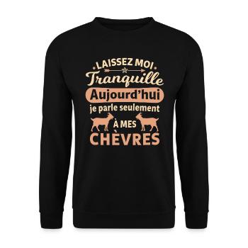 je parle seulement à mes chèvres cadeau chèvre - Sweat-shirt Unisexe - noir - Devant - Alina (178cm) & Michal (187cm)