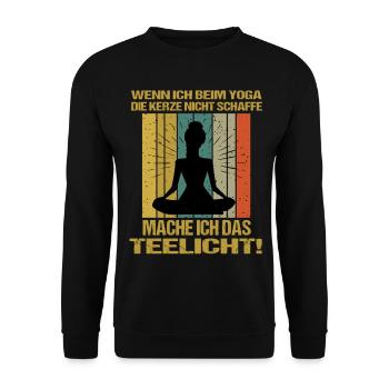 Sprüche Yoga Frau Kerze Teelicht - Unisex Pullover - Schwarz - Vorne - Alina (178cm) & Michal (187cm)