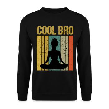 Sprüche Yoga Frau Cool Bro Bruder - Unisex Pullover - Schwarz - Vorne - Alina (178cm) & Michal (187cm)